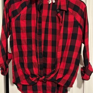 SO Red and Black Plaid Shirt